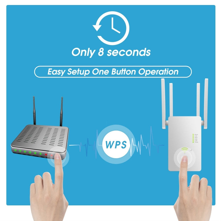 U6 5Ghz Wireless WiFi Repeater 1200Mbps Router Wifi Booster 2.4G Long Range Extender, US Plug, EU Plug