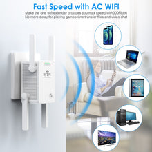 Load image into Gallery viewer, U8 300Mbps Wireless WiFi Repeater Extender Router Wi-Fi Signal Amplifier WiFi Booster, US Plug, EU Plug
