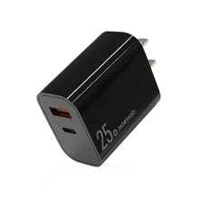 Load image into Gallery viewer, NORTHJO NOPD2502 PD 25W USB-C/Type-C + QC 3.0 USB Dual Ports Fast Charger, US Plug, EU Plug, UK Plug, AU Plug