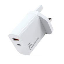 Load image into Gallery viewer, NORTHJO NOPD2502 PD 25W USB-C/Type-C + QC 3.0 USB Dual Ports Fast Charger, US Plug, EU Plug, UK Plug, AU Plug