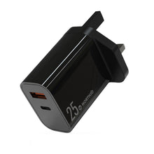 Load image into Gallery viewer, NORTHJO NOPD2502 PD 25W USB-C/Type-C + QC 3.0 USB Dual Ports Fast Charger, US Plug, EU Plug, UK Plug, AU Plug