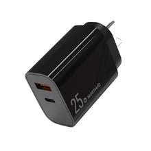 Load image into Gallery viewer, NORTHJO NOPD2502 PD 25W USB-C/Type-C + QC 3.0 USB Dual Ports Fast Charger, US Plug, EU Plug, UK Plug, AU Plug
