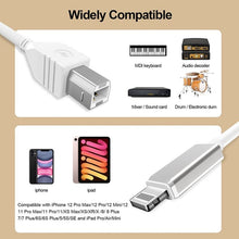 Load image into Gallery viewer, 1m 8 Pin to USB-B MIDI Cable for iPad / iPhone