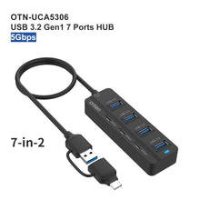 Load image into Gallery viewer, Onten UCA5306 7 in 2 USB3.0 + Type-C 7-Ports HUB Docking Station Support OTG Function, UCA5306