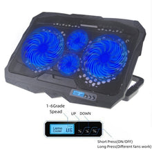 Load image into Gallery viewer, S18 Aluminum Four Fans Gaming Laptop Cooling Pad Foldable Holder with Wind Speed Display, S18