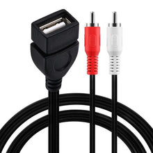 Load image into Gallery viewer, JUNSUNMAY USB 2.0 Female to 2 x RCA Male Video Audio Splitter Adapter Cable, 0.2m USB F to 2 RCA, 1.5m USB F to 2 RCA