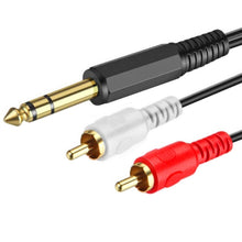 Load image into Gallery viewer, JUNSUNMAY 6.35mm Male TRS Stereo Plug to 2 RCA Phono Male Audio Cable Connector, 0.2m, 1.5m