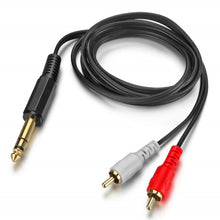 Load image into Gallery viewer, JUNSUNMAY 6.35mm Male TRS Stereo Plug to 2 RCA Phono Male Audio Cable Connector, 0.2m, 1.5m