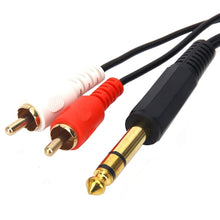 Load image into Gallery viewer, JUNSUNMAY 6.35mm Male TRS Stereo Plug to 2 RCA Phono Male Audio Cable Connector, 0.2m, 1.5m