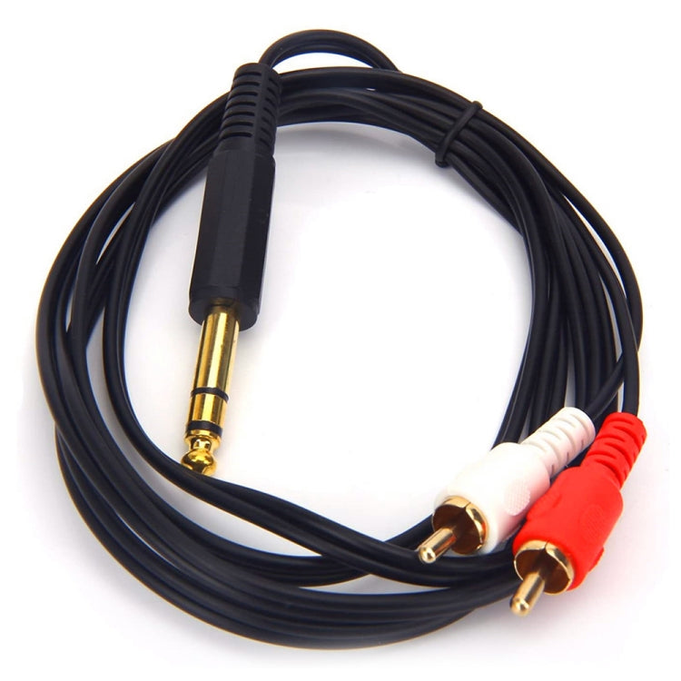 JUNSUNMAY 6.35mm Male TRS Stereo Plug to 2 RCA Phono Male Audio Cable Connector, 0.2m, 1.5m