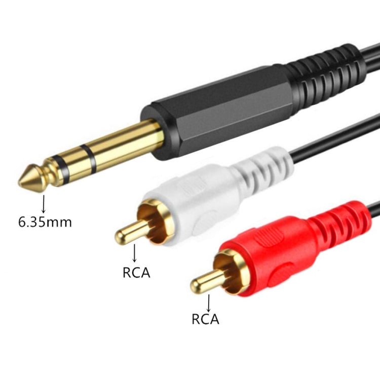 JUNSUNMAY 6.35mm Male TRS Stereo Plug to 2 RCA Phono Male Audio Cable Connector, 0.2m, 1.5m