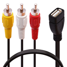 Load image into Gallery viewer, JUNSUNMAY USB Female to 3 x RCA Male Audio Video Splitter Cable, 0.2m, 1.5m