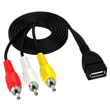 Load image into Gallery viewer, JUNSUNMAY USB Female to 3 x RCA Male Audio Video Splitter Cable, 0.2m, 1.5m
