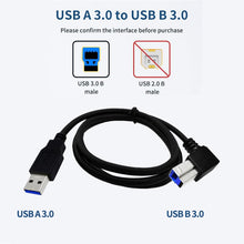Load image into Gallery viewer, JUNSUNMAY USB 3.0 A Male to USB 3.0 B Male Adapter Cable Cord 1.6ft/0.5M for Docking Station, External Hard Drivers, Scanner, Printer and More, Up, Down, Left, Right