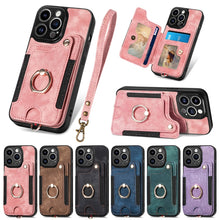 Load image into Gallery viewer, Retro Skin-feel Ring Multi-card Wallet Phone Case, For iPhone 14, For iPhone 14 Pro, For iPhone 14 Plus, For iPhone 14 Pro Max, For iPhone 13, For iPhone 13 Pro, For iPhone 13 Pro Max, For iPhone 13 mini