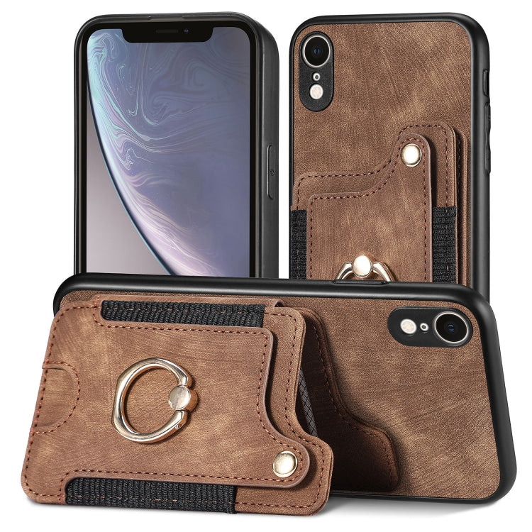 Retro Skin-feel Ring Multi-card Wallet Phone Case, For iPhone XR, For iPhone XS Max, For iPhone SE 2022 / SE 2020, For iPhone 7 Plus / 8 Plus
