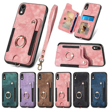 Load image into Gallery viewer, Retro Skin-feel Ring Multi-card Wallet Phone Case, For iPhone XR, For iPhone XS Max, For iPhone SE 2022 / SE 2020, For iPhone 7 Plus / 8 Plus