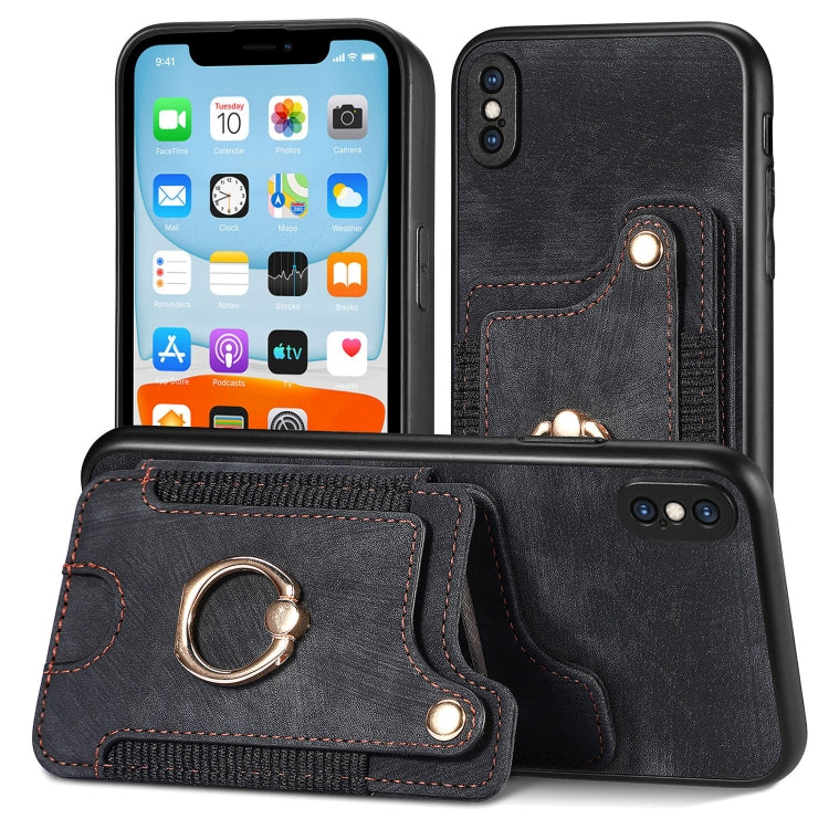 Retro Skin-feel Ring Multi-card Wallet Phone Case, For iPhone XR, For iPhone XS Max, For iPhone SE 2022 / SE 2020, For iPhone 7 Plus / 8 Plus