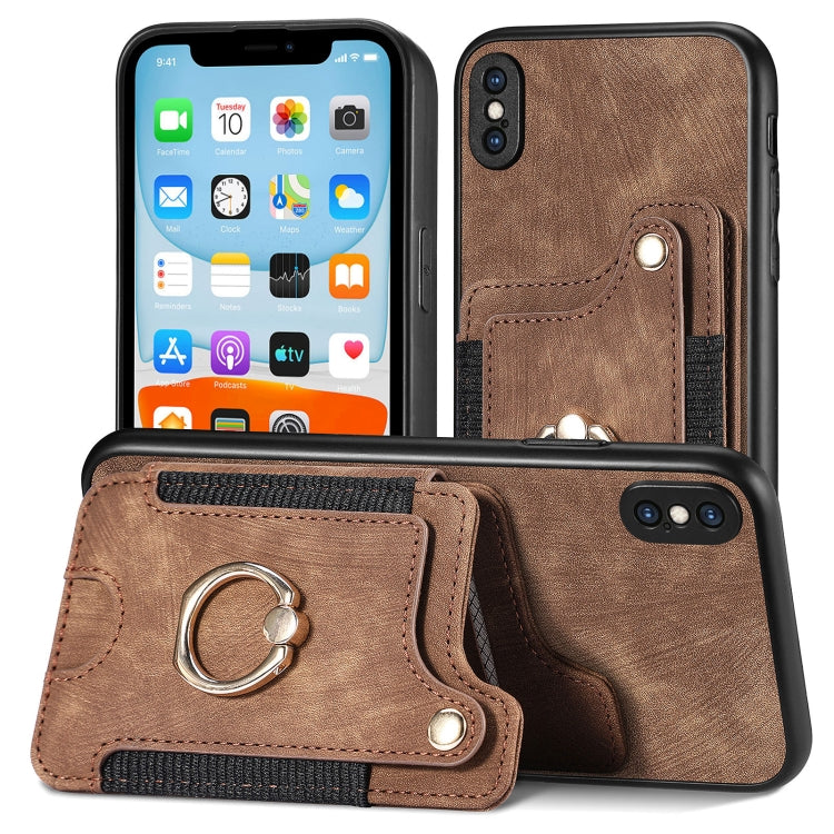 Retro Skin-feel Ring Multi-card Wallet Phone Case, For iPhone XR, For iPhone XS Max, For iPhone SE 2022 / SE 2020, For iPhone 7 Plus / 8 Plus