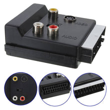 Load image into Gallery viewer, JUNSUNMAY 21 Pin Scart Male to Female S-Video 3 RCA Adapter Switchable in Out Audio Converter