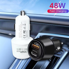 Load image into Gallery viewer, P29 48W PD30W + QC3.0 18W USB Dual Port Car Charger, P29 (Black), P29 (White)
