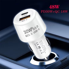 Load image into Gallery viewer, P29 48W PD30W + QC3.0 18W USB Dual Port Car Charger, P29 (Black), P29 (White)