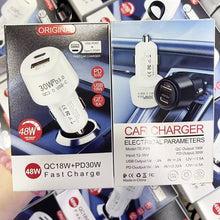 Load image into Gallery viewer, P29 48W PD30W + QC3.0 18W USB Dual Port Car Charger, P29 (Black), P29 (White)