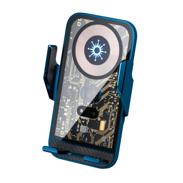 C10 Car Navigation Infrared Sensor Transparent Wireless Charger 15W Fast Charger Phone Stand, C10 (Gray), C10 (Blue), C10 (Golden)