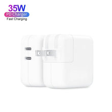 Load image into Gallery viewer, 35W PD3.0 USB-C / Type-C Dual Port Charger for iPhone / iPad Series, US Plug, EU Plug