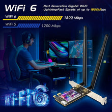 Load image into Gallery viewer, EDUP EP-9658 PCI-E WiFi 6 Card AX1800M Bluetooth 5.2 Adapter for Desktop PC, 2.4GHz/5.8GHz Dual Band Wireless PCI-E Internal Network Card
