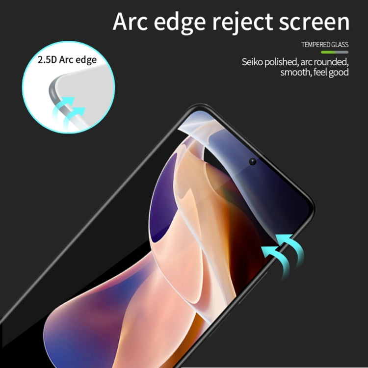 MOFI 9H 2.5D Full Screen Tempered Glass Film, For Xiaomi Redmi 12 5G, For Xiaomi Poco F5, For Xiaomi Redmi Note 12T Pro, For Xiaomi Poco F5 Pro, For Xiaomi Redmi Note 12R Pro
