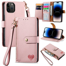 Load image into Gallery viewer, Love Zipper Lanyard Leather Phone Case, For iPhone 14 Pro Max, For iPhone 7 / 8 / SE 2022, For iPhone 13 Pro Max, For iPhone 13 Pro, For iPhone 13, For iPhone 12 / 12 Pro, For iPhone 12 Pro Max, For iPhone 11 Pro Max