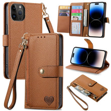 Load image into Gallery viewer, Love Zipper Lanyard Leather Phone Case, For iPhone 14 Pro Max, For iPhone 7 / 8 / SE 2022, For iPhone 13 Pro Max, For iPhone 13 Pro, For iPhone 13, For iPhone 12 / 12 Pro, For iPhone 12 Pro Max, For iPhone 11 Pro Max