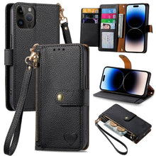 Load image into Gallery viewer, Love Zipper Lanyard Leather Phone Case, For iPhone 14 Pro Max, For iPhone 7 / 8 / SE 2022, For iPhone 13 Pro Max, For iPhone 13 Pro, For iPhone 13, For iPhone 12 / 12 Pro, For iPhone 12 Pro Max, For iPhone 11 Pro Max