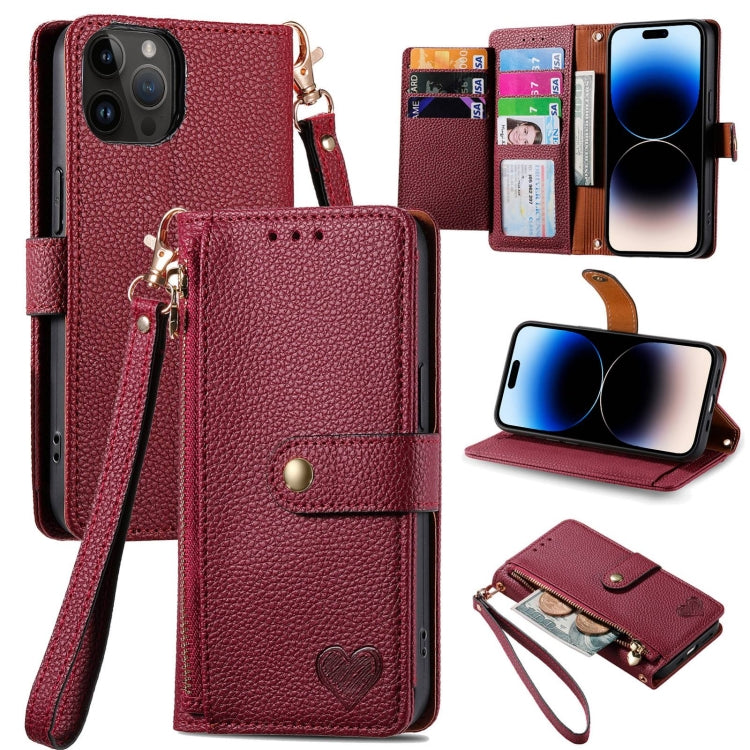 Love Zipper Lanyard Leather Phone Case, For iPhone 14 Pro Max, For iPhone 7 / 8 / SE 2022, For iPhone 13 Pro Max, For iPhone 13 Pro, For iPhone 13, For iPhone 12 / 12 Pro, For iPhone 12 Pro Max, For iPhone 11 Pro Max