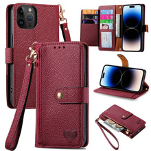 Load image into Gallery viewer, Love Zipper Lanyard Leather Phone Case, For iPhone 14 Pro Max, For iPhone 7 / 8 / SE 2022, For iPhone 13 Pro Max, For iPhone 13 Pro, For iPhone 13, For iPhone 12 / 12 Pro, For iPhone 12 Pro Max, For iPhone 11 Pro Max