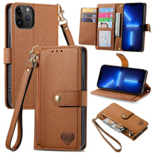 Load image into Gallery viewer, Love Zipper Lanyard Leather Phone Case, For iPhone 14 Pro Max, For iPhone 7 / 8 / SE 2022, For iPhone 13 Pro Max, For iPhone 13 Pro, For iPhone 13, For iPhone 12 / 12 Pro, For iPhone 12 Pro Max, For iPhone 11 Pro Max