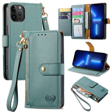 Load image into Gallery viewer, Love Zipper Lanyard Leather Phone Case, For iPhone 14 Pro Max, For iPhone 7 / 8 / SE 2022, For iPhone 13 Pro Max, For iPhone 13 Pro, For iPhone 13, For iPhone 12 / 12 Pro, For iPhone 12 Pro Max, For iPhone 11 Pro Max
