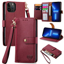 Load image into Gallery viewer, Love Zipper Lanyard Leather Phone Case, For iPhone 14 Pro Max, For iPhone 7 / 8 / SE 2022, For iPhone 13 Pro Max, For iPhone 13 Pro, For iPhone 13, For iPhone 12 / 12 Pro, For iPhone 12 Pro Max, For iPhone 11 Pro Max