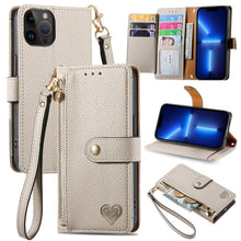 Load image into Gallery viewer, Love Zipper Lanyard Leather Phone Case, For iPhone 14 Pro Max, For iPhone 7 / 8 / SE 2022, For iPhone 13 Pro Max, For iPhone 13 Pro, For iPhone 13, For iPhone 12 / 12 Pro, For iPhone 12 Pro Max, For iPhone 11 Pro Max
