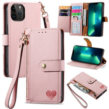 Load image into Gallery viewer, Love Zipper Lanyard Leather Phone Case, For iPhone 14 Pro Max, For iPhone 7 / 8 / SE 2022, For iPhone 13 Pro Max, For iPhone 13 Pro, For iPhone 13, For iPhone 12 / 12 Pro, For iPhone 12 Pro Max, For iPhone 11 Pro Max
