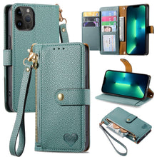 Load image into Gallery viewer, Love Zipper Lanyard Leather Phone Case, For iPhone 14 Pro Max, For iPhone 7 / 8 / SE 2022, For iPhone 13 Pro Max, For iPhone 13 Pro, For iPhone 13, For iPhone 12 / 12 Pro, For iPhone 12 Pro Max, For iPhone 11 Pro Max