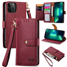 Load image into Gallery viewer, Love Zipper Lanyard Leather Phone Case, For iPhone 14 Pro Max, For iPhone 7 / 8 / SE 2022, For iPhone 13 Pro Max, For iPhone 13 Pro, For iPhone 13, For iPhone 12 / 12 Pro, For iPhone 12 Pro Max, For iPhone 11 Pro Max