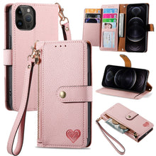 Load image into Gallery viewer, Love Zipper Lanyard Leather Phone Case, For iPhone 14 Pro Max, For iPhone 7 / 8 / SE 2022, For iPhone 13 Pro Max, For iPhone 13 Pro, For iPhone 13, For iPhone 12 / 12 Pro, For iPhone 12 Pro Max, For iPhone 11 Pro Max