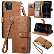 Load image into Gallery viewer, Love Zipper Lanyard Leather Phone Case, For iPhone 14 Pro Max, For iPhone 7 / 8 / SE 2022, For iPhone 13 Pro Max, For iPhone 13 Pro, For iPhone 13, For iPhone 12 / 12 Pro, For iPhone 12 Pro Max, For iPhone 11 Pro Max