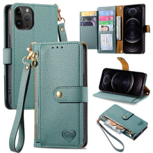 Load image into Gallery viewer, Love Zipper Lanyard Leather Phone Case, For iPhone 14 Pro Max, For iPhone 7 / 8 / SE 2022, For iPhone 13 Pro Max, For iPhone 13 Pro, For iPhone 13, For iPhone 12 / 12 Pro, For iPhone 12 Pro Max, For iPhone 11 Pro Max