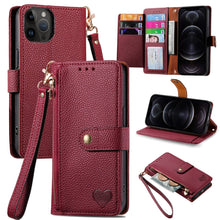Load image into Gallery viewer, Love Zipper Lanyard Leather Phone Case, For iPhone 14 Pro Max, For iPhone 7 / 8 / SE 2022, For iPhone 13 Pro Max, For iPhone 13 Pro, For iPhone 13, For iPhone 12 / 12 Pro, For iPhone 12 Pro Max, For iPhone 11 Pro Max