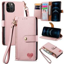 Load image into Gallery viewer, Love Zipper Lanyard Leather Phone Case, For iPhone 14 Pro Max, For iPhone 7 / 8 / SE 2022, For iPhone 13 Pro Max, For iPhone 13 Pro, For iPhone 13, For iPhone 12 / 12 Pro, For iPhone 12 Pro Max, For iPhone 11 Pro Max