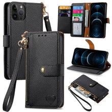 Load image into Gallery viewer, Love Zipper Lanyard Leather Phone Case, For iPhone 14 Pro Max, For iPhone 7 / 8 / SE 2022, For iPhone 13 Pro Max, For iPhone 13 Pro, For iPhone 13, For iPhone 12 / 12 Pro, For iPhone 12 Pro Max, For iPhone 11 Pro Max