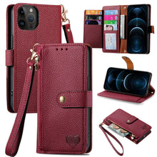 Load image into Gallery viewer, Love Zipper Lanyard Leather Phone Case, For iPhone 14 Pro Max, For iPhone 7 / 8 / SE 2022, For iPhone 13 Pro Max, For iPhone 13 Pro, For iPhone 13, For iPhone 12 / 12 Pro, For iPhone 12 Pro Max, For iPhone 11 Pro Max